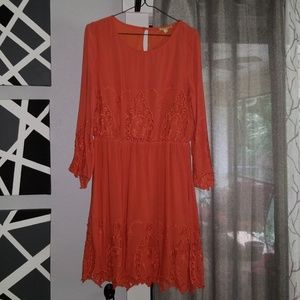 Gianni Bini Orange Lace Detail Dress Size M
